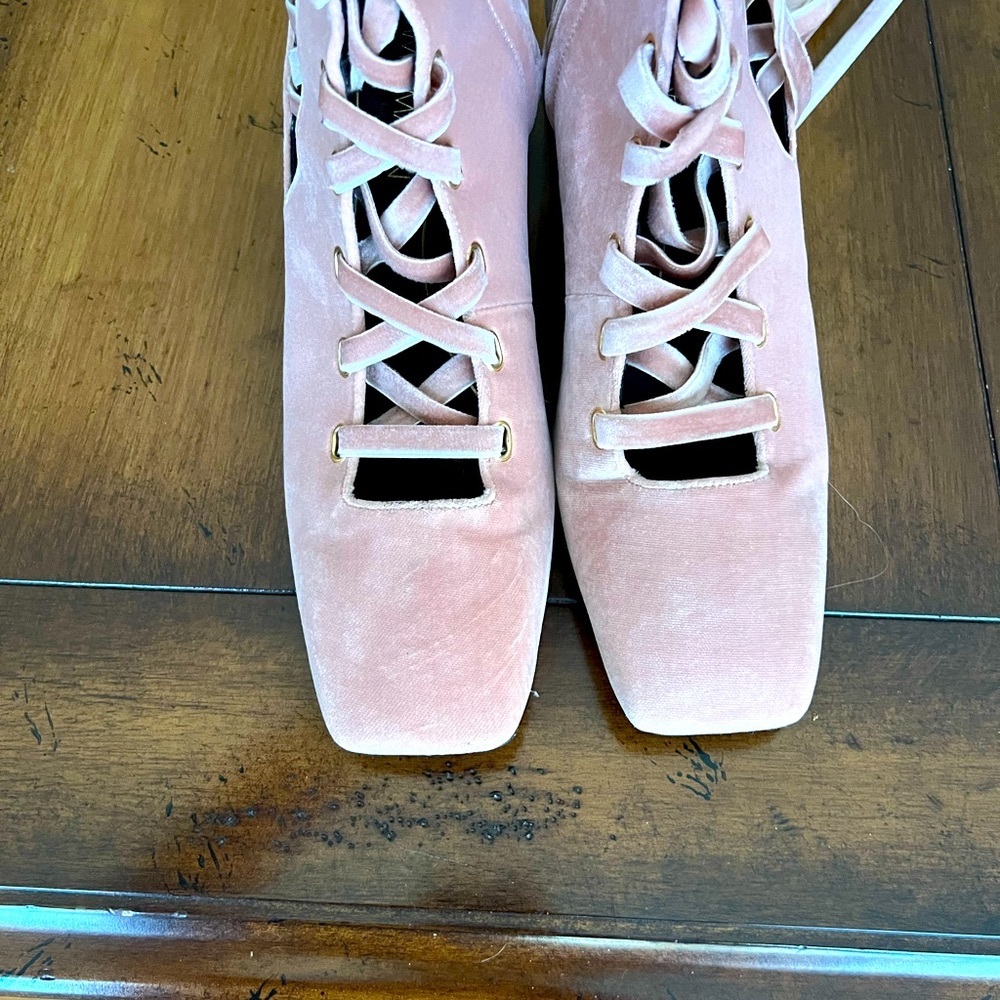 Zimmermann pink velvet boots worn once